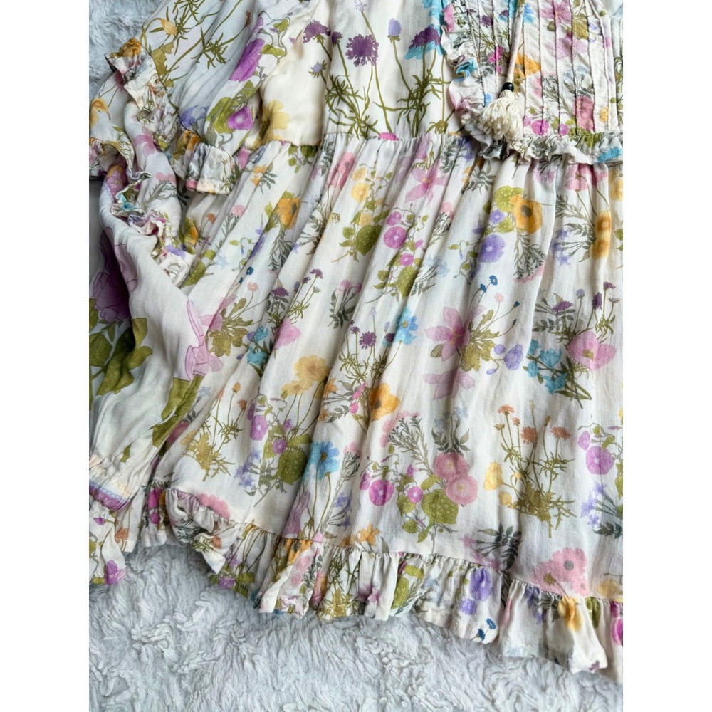 Spell & The Gypsy Wild Bloom Blouse Cream Floral Ruffle Boho Top Wildflower L - Picture 7 of 13